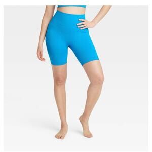 All In Motion Women's Seamless High Rise Rib Bike Shorts 6" Blue Small NWT
